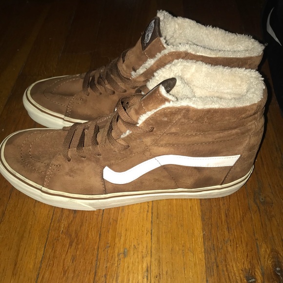 vans sk8 hi brown suede fur